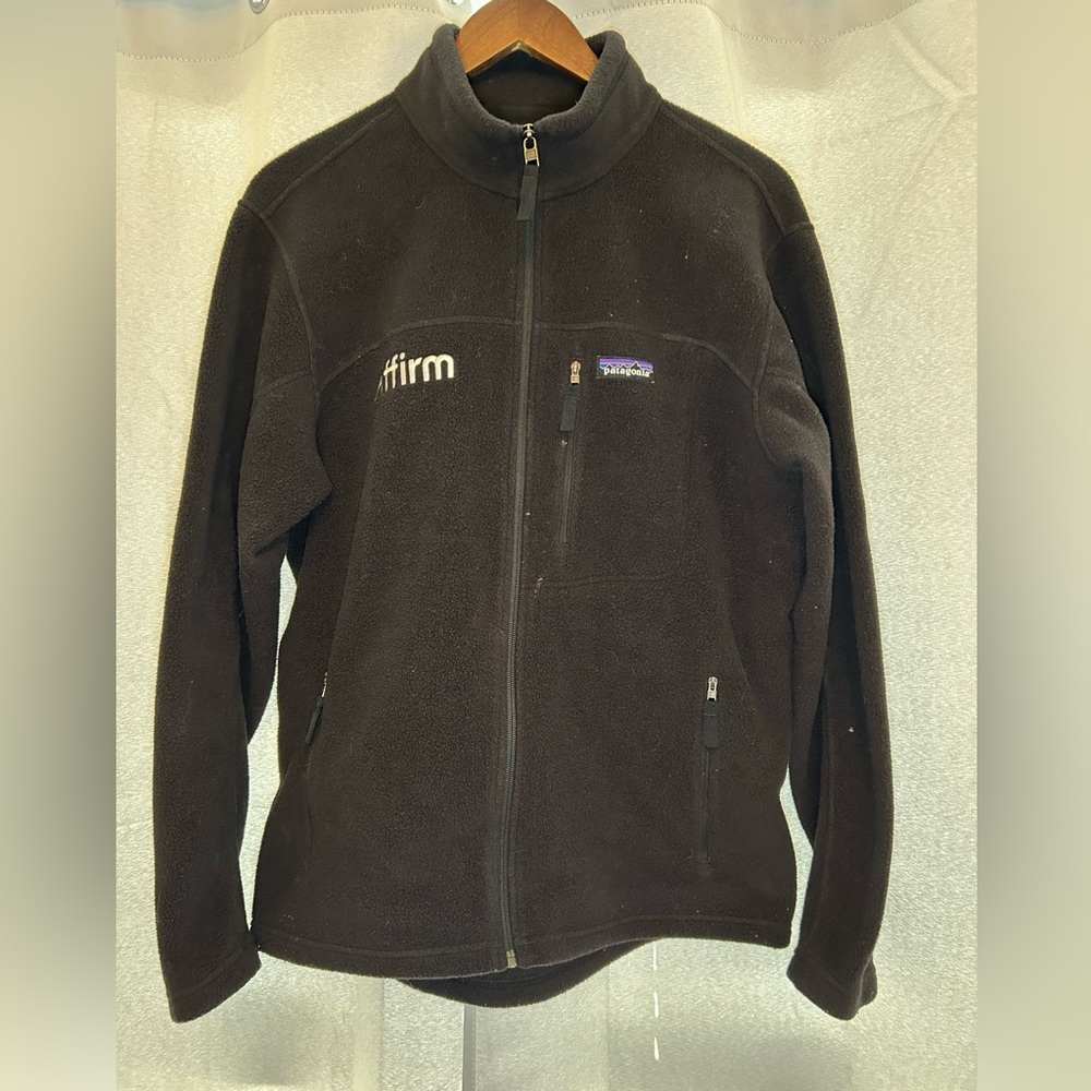Patagonia Synchilla Mens Black Fleece Long Sleeve Zip Pockets Jacket Size M